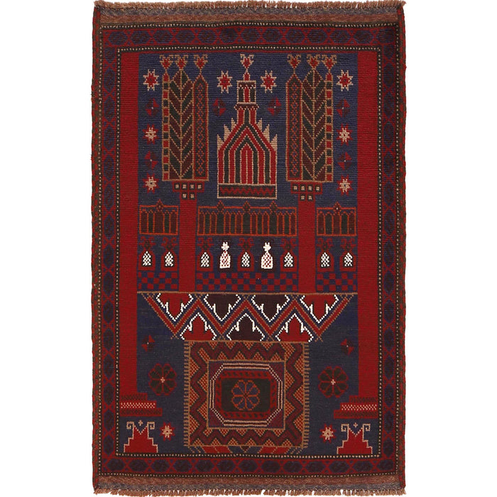 Rug Prayer Mat Afghan Handmade 4.3x2.9 ft