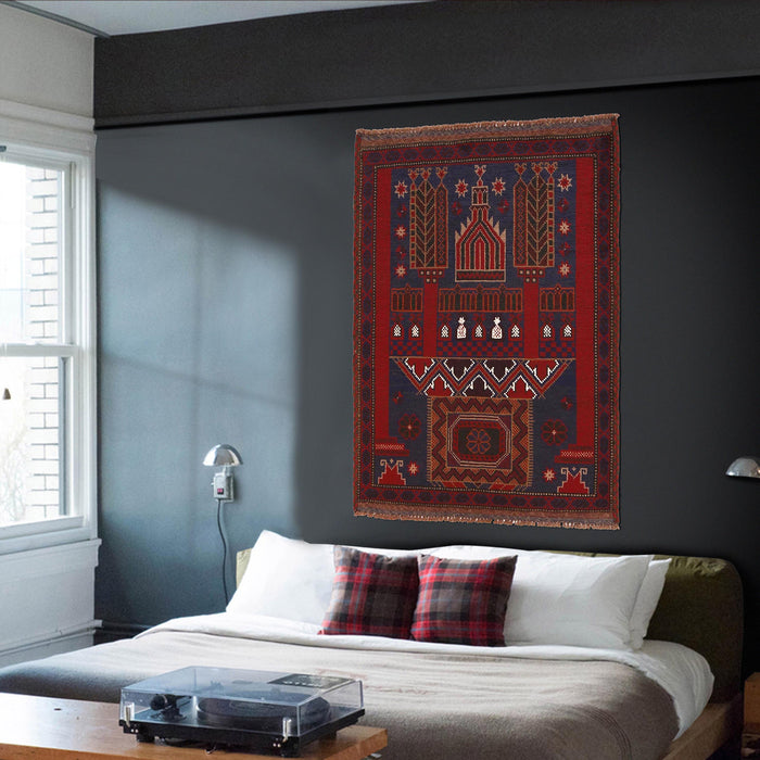 Rug Prayer Mat Afghan Handmade 4.3x2.9 ft