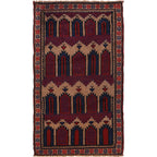 Afghan Tribal Crafted Prayer Rug 4.7x2.7 ft