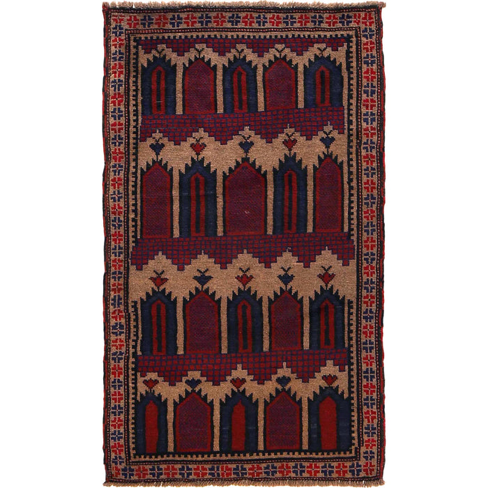 Afghan Tribal Crafted Prayer Rug 4.7x2.7 ft