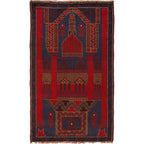 Prayer Rug Afghan Loomed Style 4.8x2.9 ft