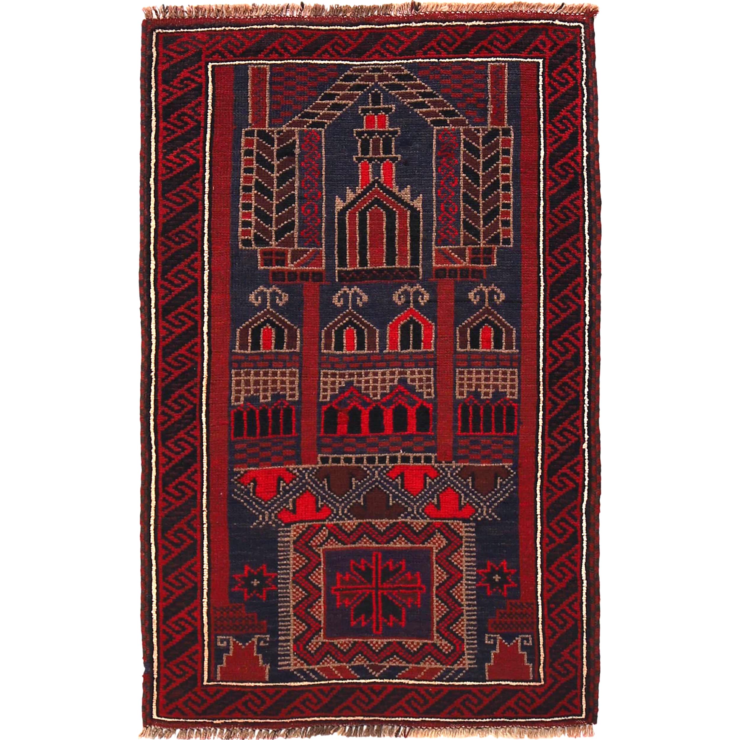 Nomadic Afghan Wool Prayer Piece 4.4x2.7 ft