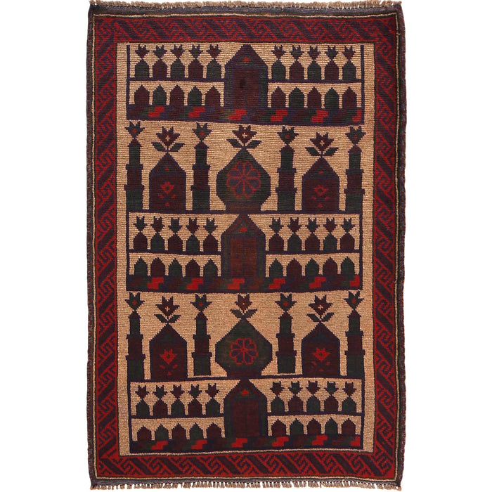 Afghan Heritage Islamic Prayer Mat 4.4x3 ft