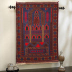 Afghan Nomadic Style Prayer Rug 4.3x2.9 ft