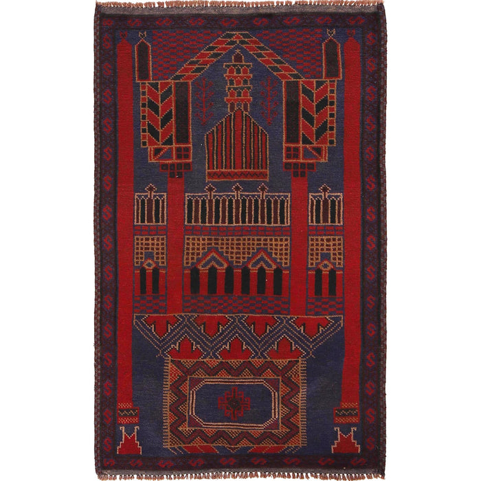 Tribal Afghan Woolen Prayer Mat 4.7x2.9 ft