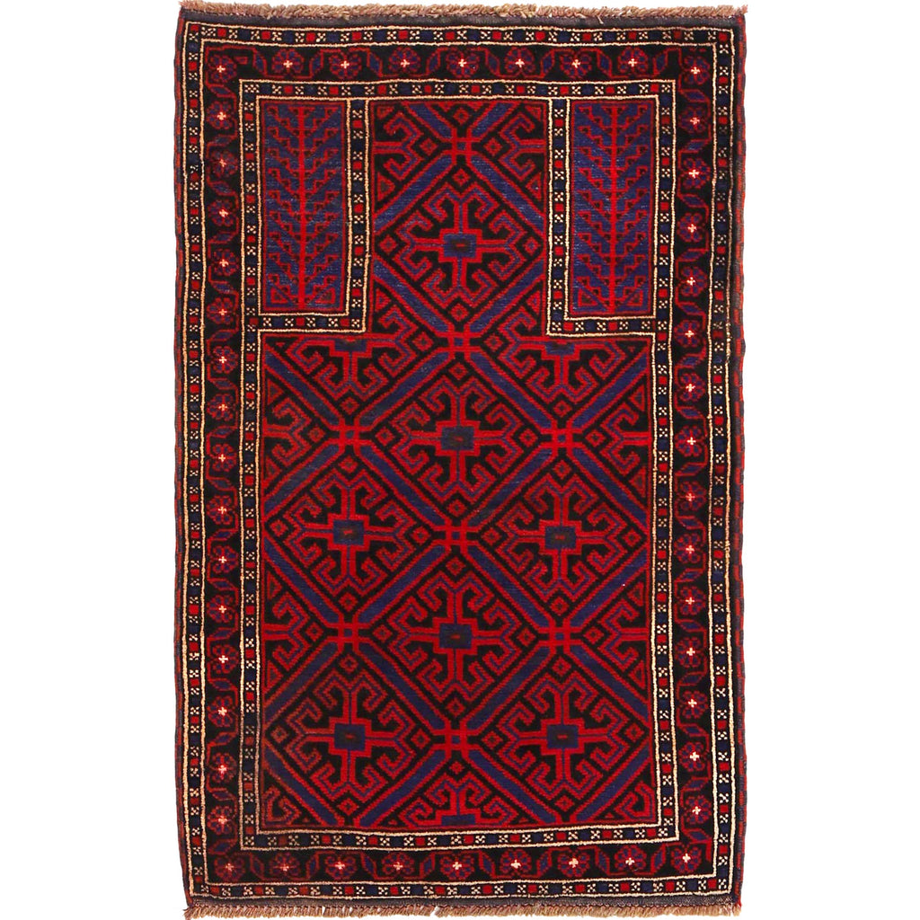 Afghan Wool Prayer Rug Pattern 4.5x2.9 ft