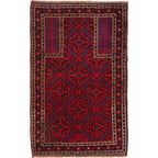 Afghan Wool Prayer Rug Pattern 4.5x2.9 ft