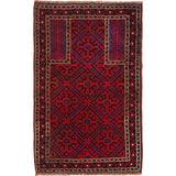 Afghan Wool Prayer Rug Pattern 4.5x2.9 ft
