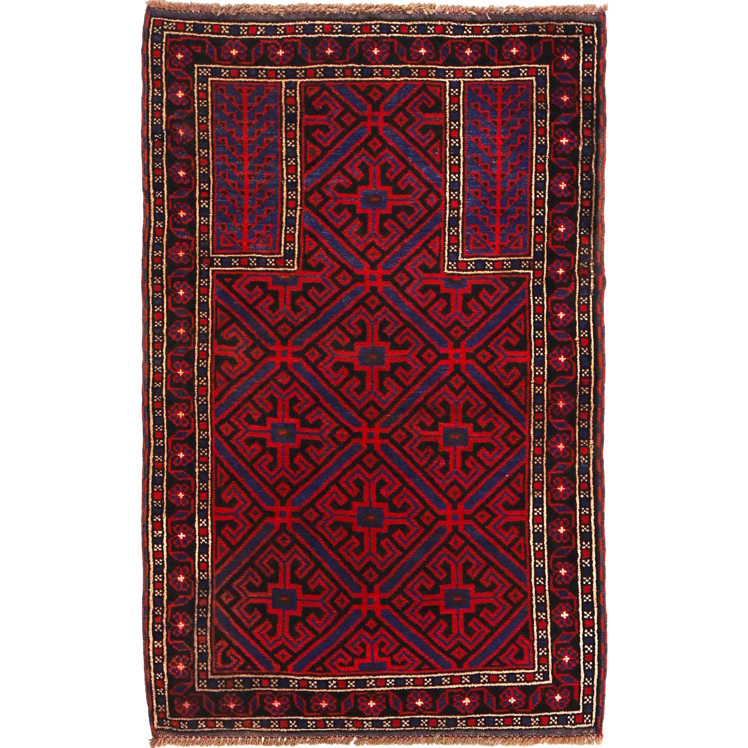 Afghan Wool Prayer Rug Pattern 4.5x2.9 ft
