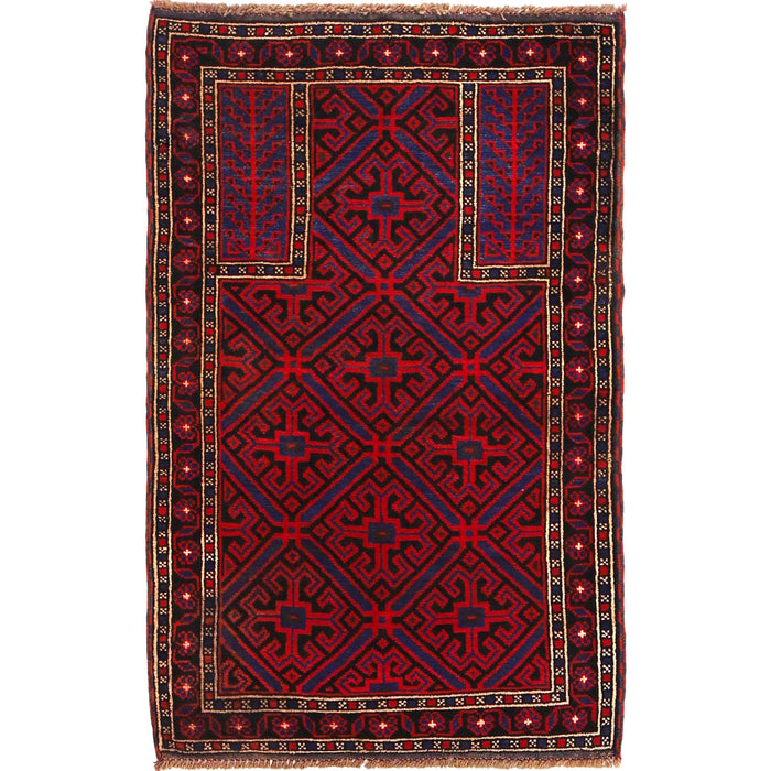 Afghan Wool Prayer Rug Pattern 4.5x2.9 ft