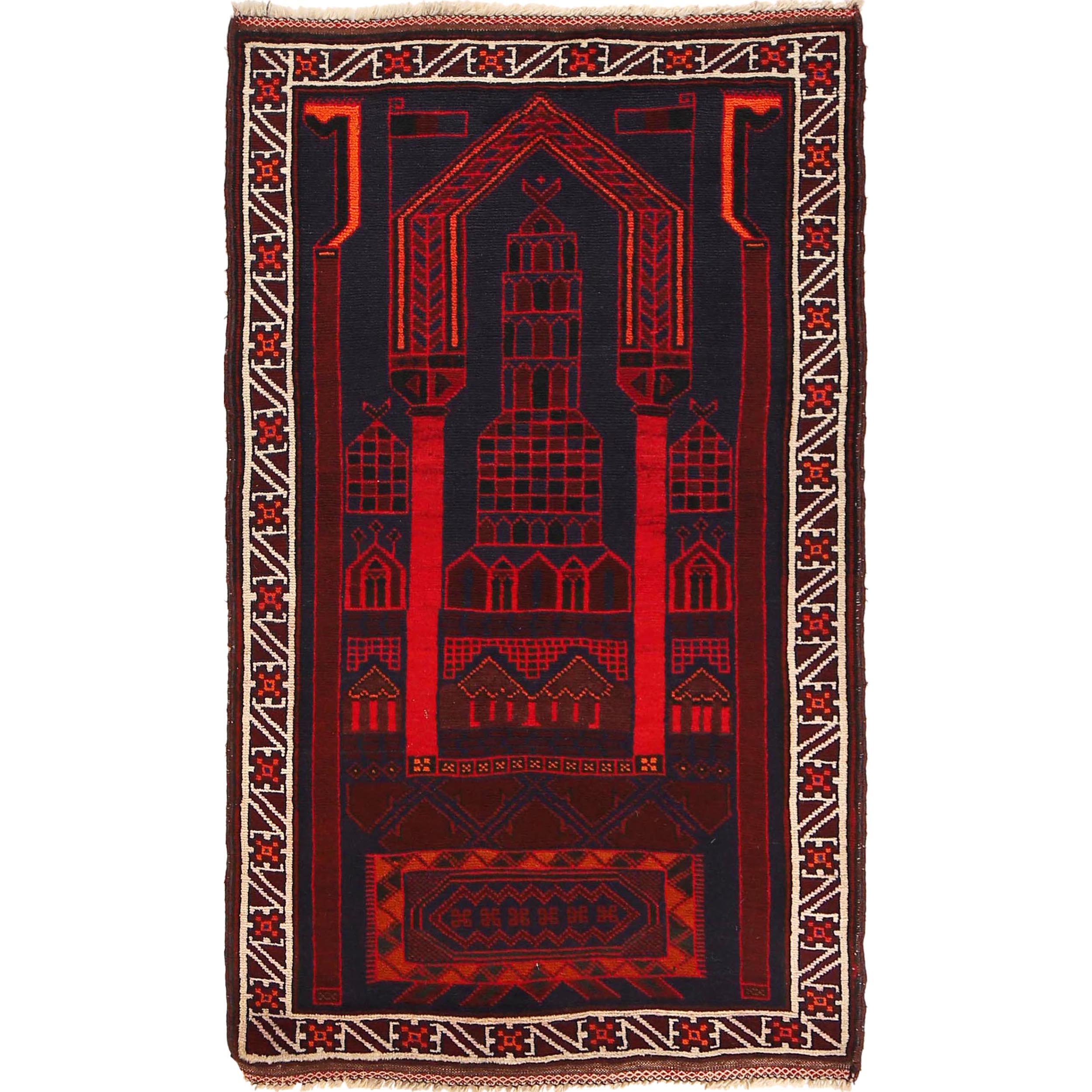 Afghan Handloom Wool Prayer Rug 4.9x2.7 ft
