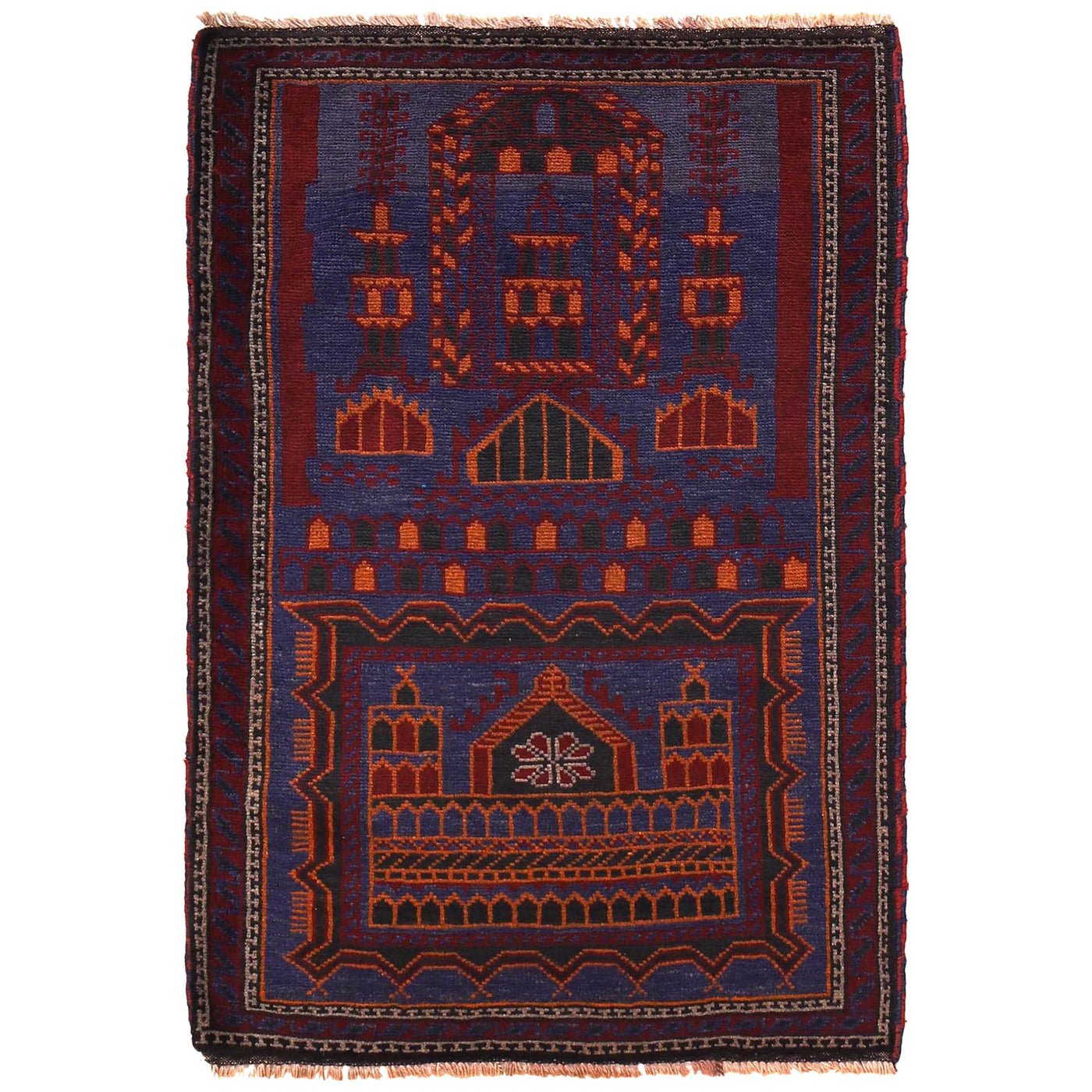 Afghan Handcrafted Woolen Prayer Rug 4.6x3 ft
