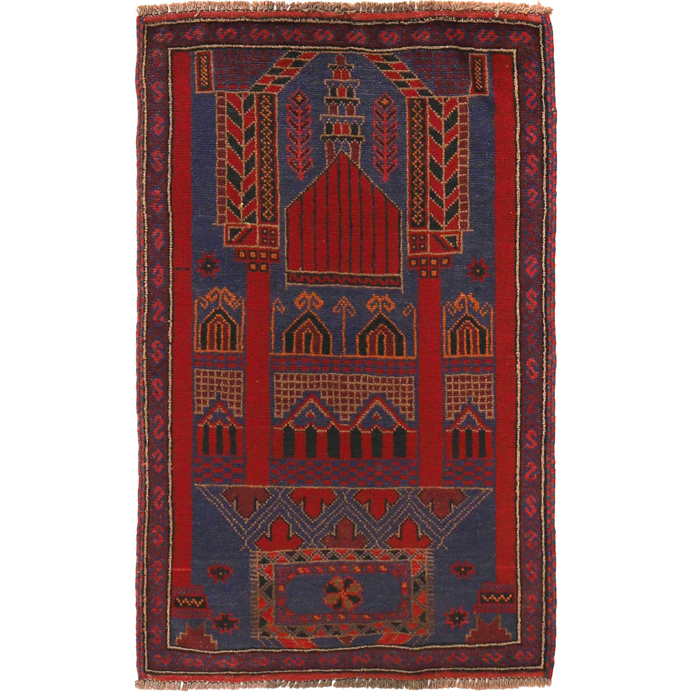 Tribal Afghan Crafted Prayer Mat 4.5x2.8 ft