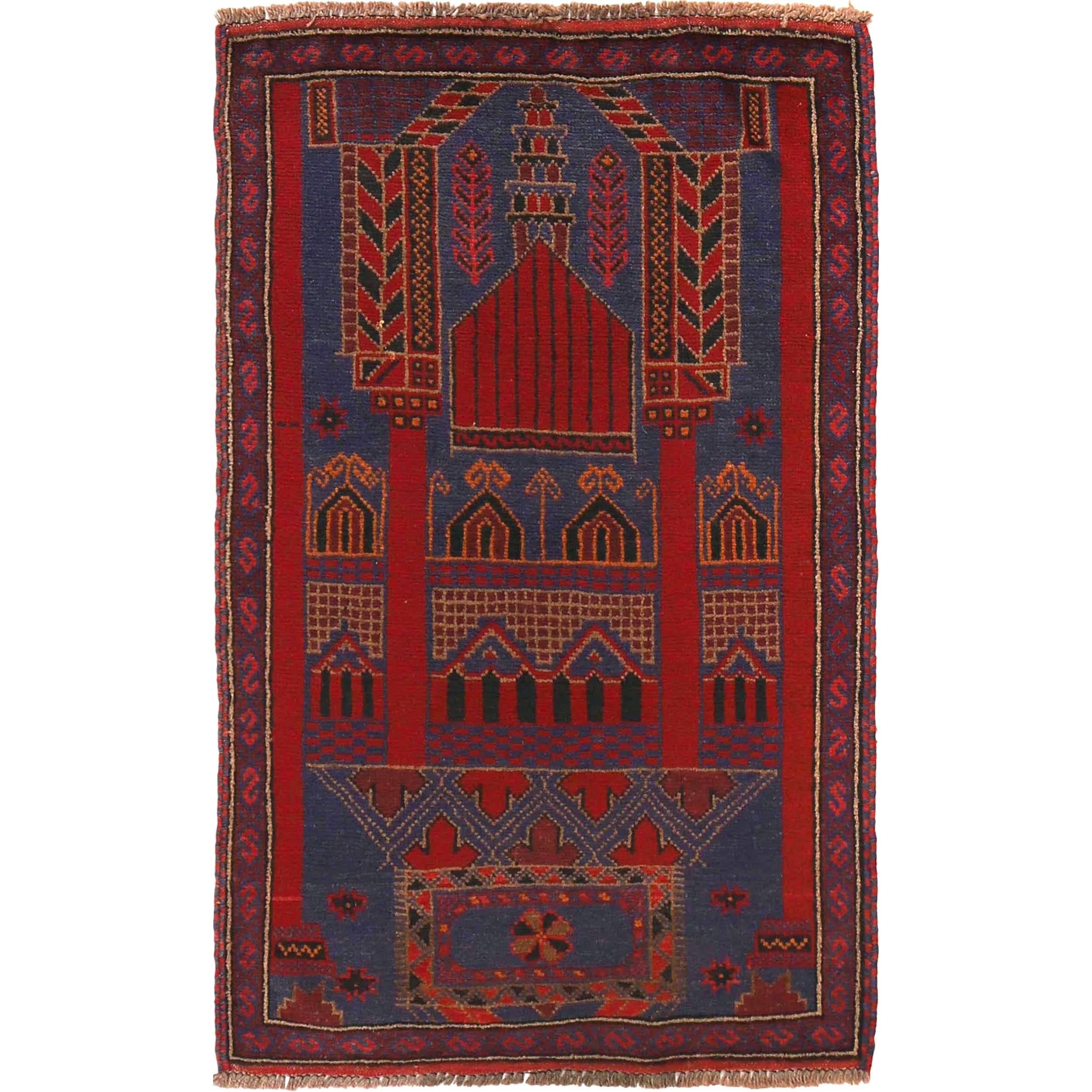 Tribal Afghan Crafted Prayer Mat 4.5x2.8 ft