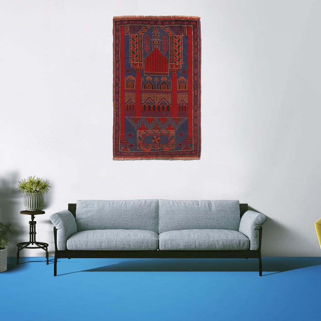 Tribal Afghan Crafted Prayer Mat 4.5x2.8 ft