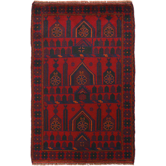 Afghan Wool Rug Prayer Mat 4.8x2.9 ft