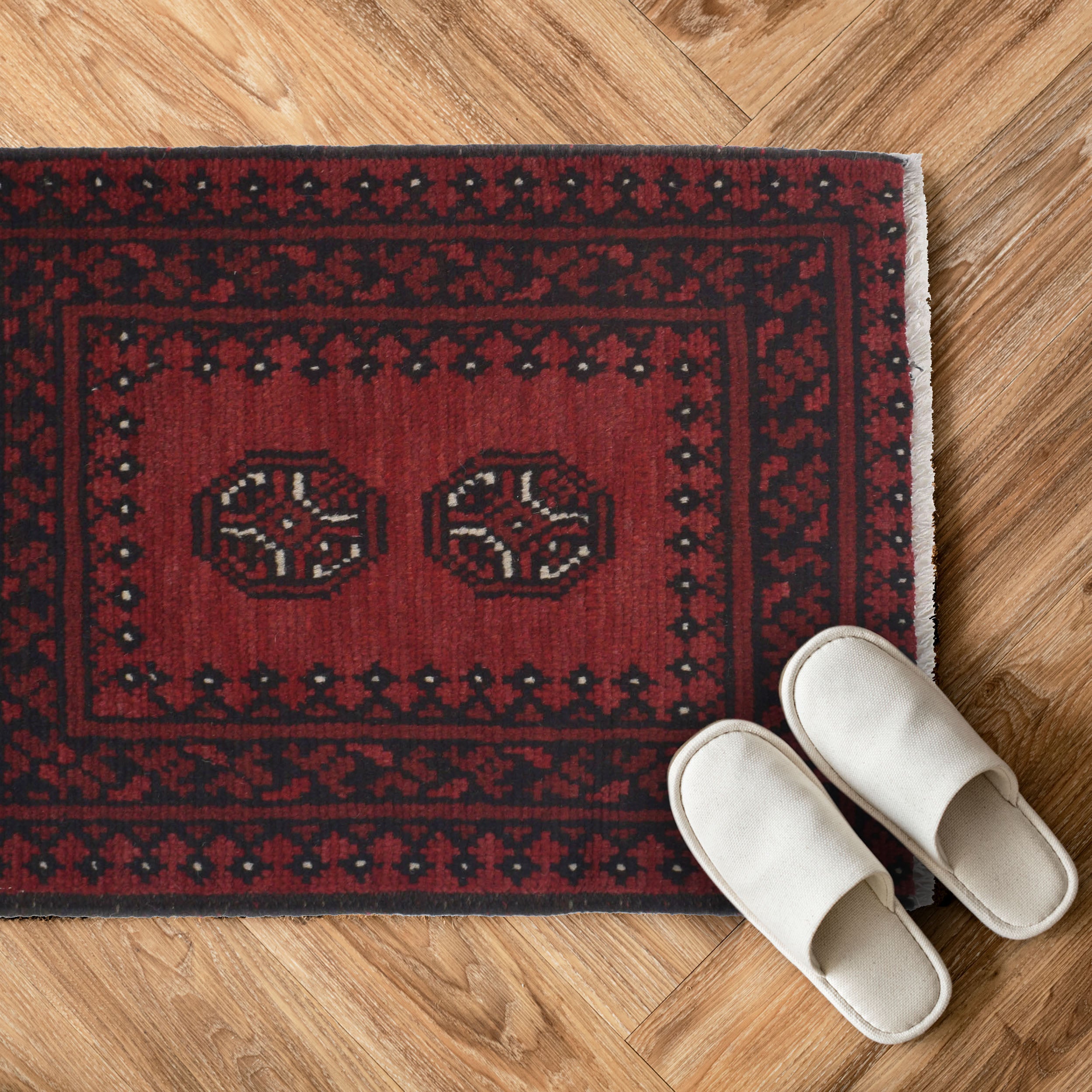 Nomadic Handmade Wool Floor Rug 2.1x1.6 ft