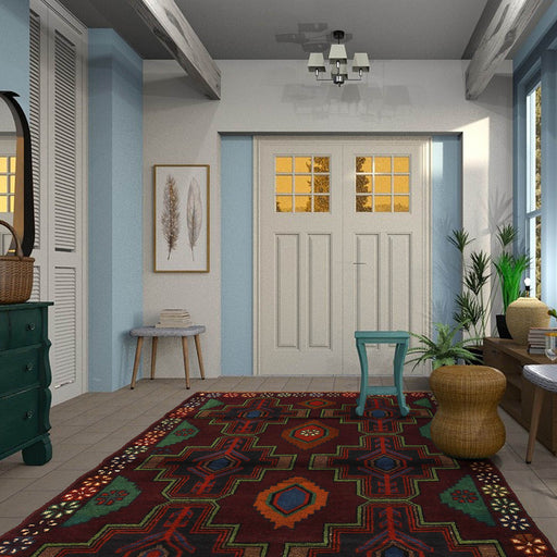 Handwoven Afghan rug, traditional Afghan wool rug, 