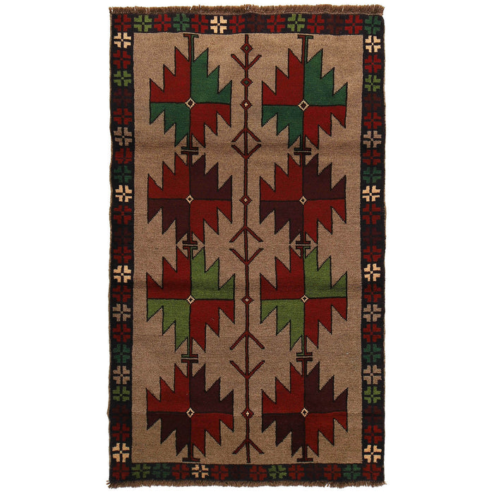 Baloch design rug, handcrafted wool rug, 