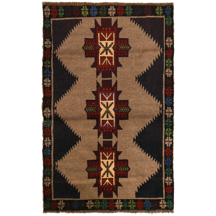 Baloch design rug, handcrafted wool rug, 