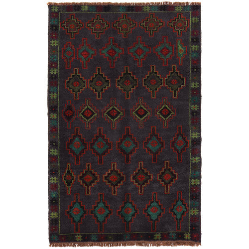 Afghan Tribal Wool Rug Hand Knotted Baloch Artisan Design