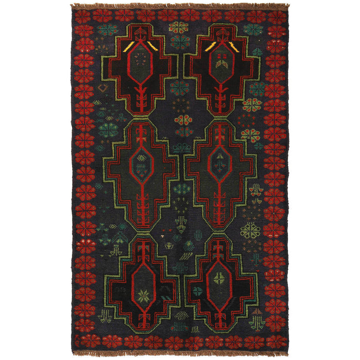 Afghan Tribal Rug, Traditional Afghan Rug, Wool Handwoven Rug, 