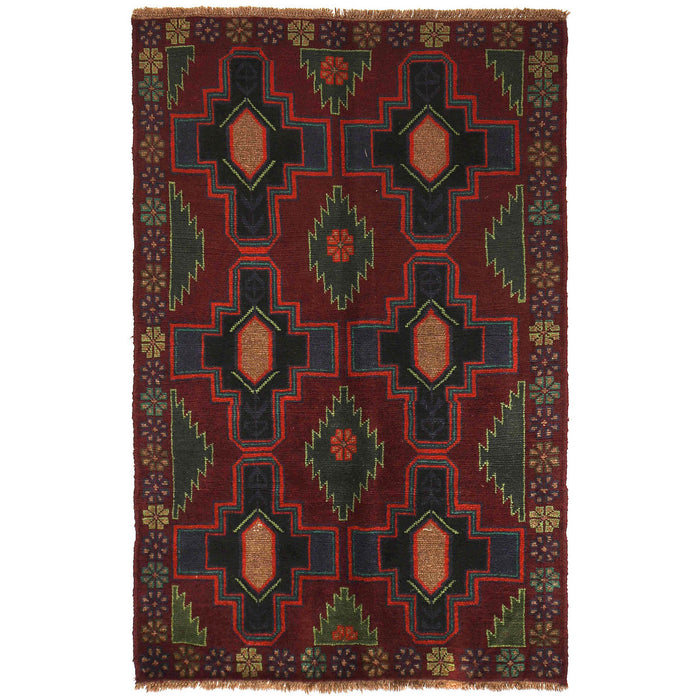 Afghan Tribal Rug, Traditional Afghan Rug, Wool Handwoven Rug, 
