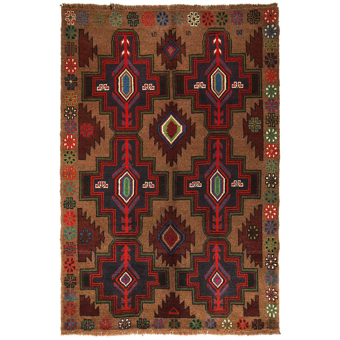 traditional Afghan wool carpet, Baloch handcrafted rug, 