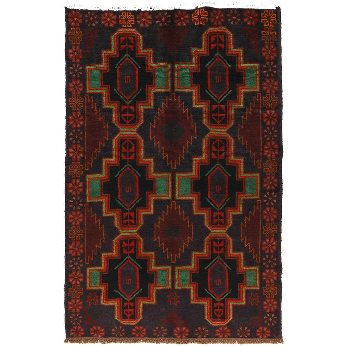 Afghan tribal design rug, Baloch wool rug, 