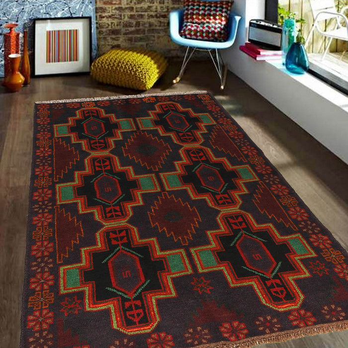 traditional Baloch Afghan rug, handcrafted wool rug, 