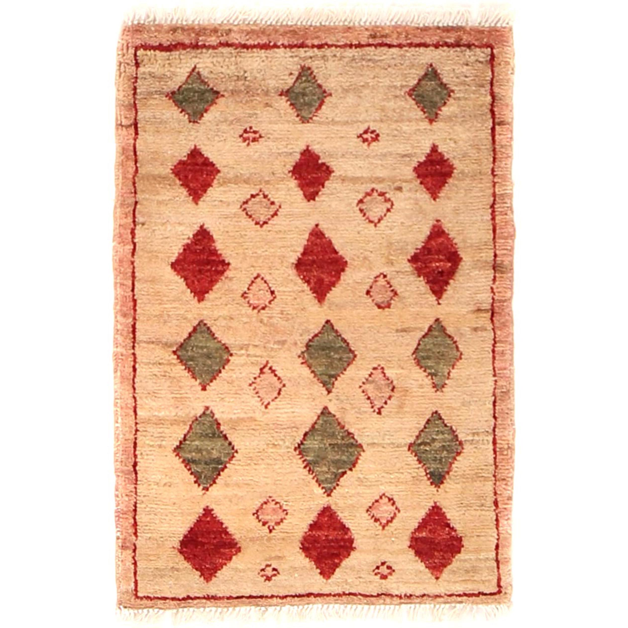 Ethnic Afghan Entry Wool Mat 2x1.3 ft