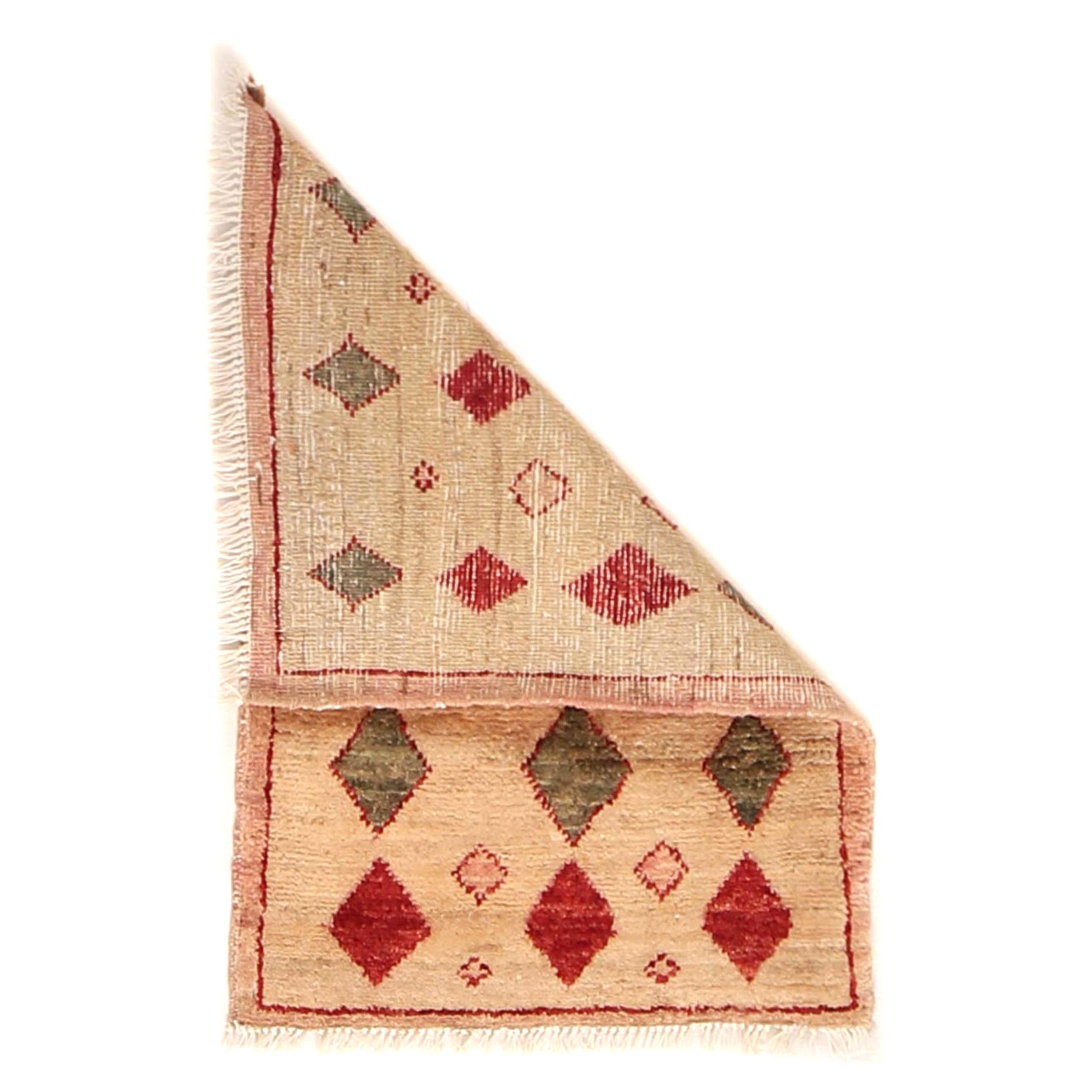 Ethnic Afghan Entry Wool Mat 2x1.3 ft