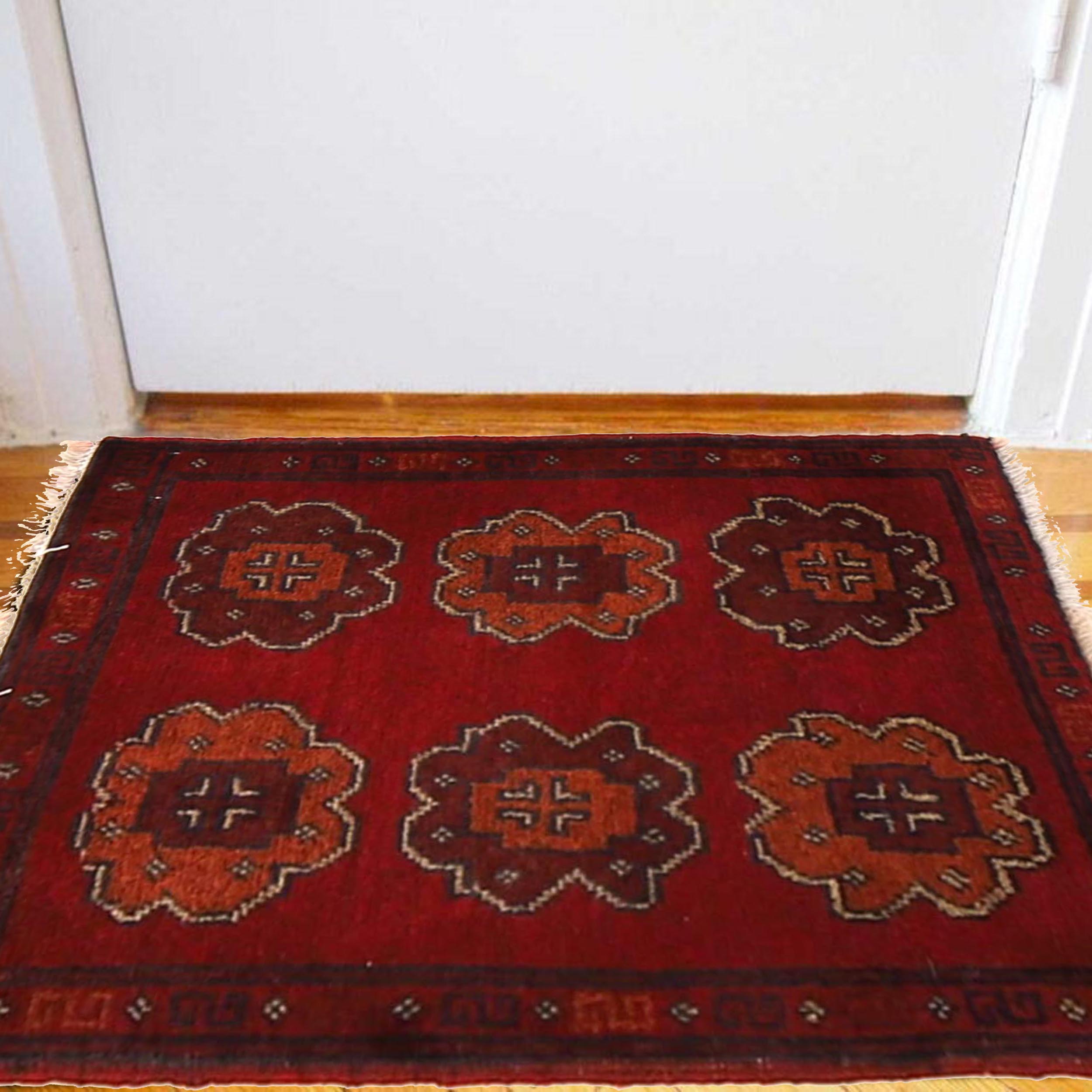 Handcrafted Wool Nomadic Mini Rug 1.9x1.4 ft