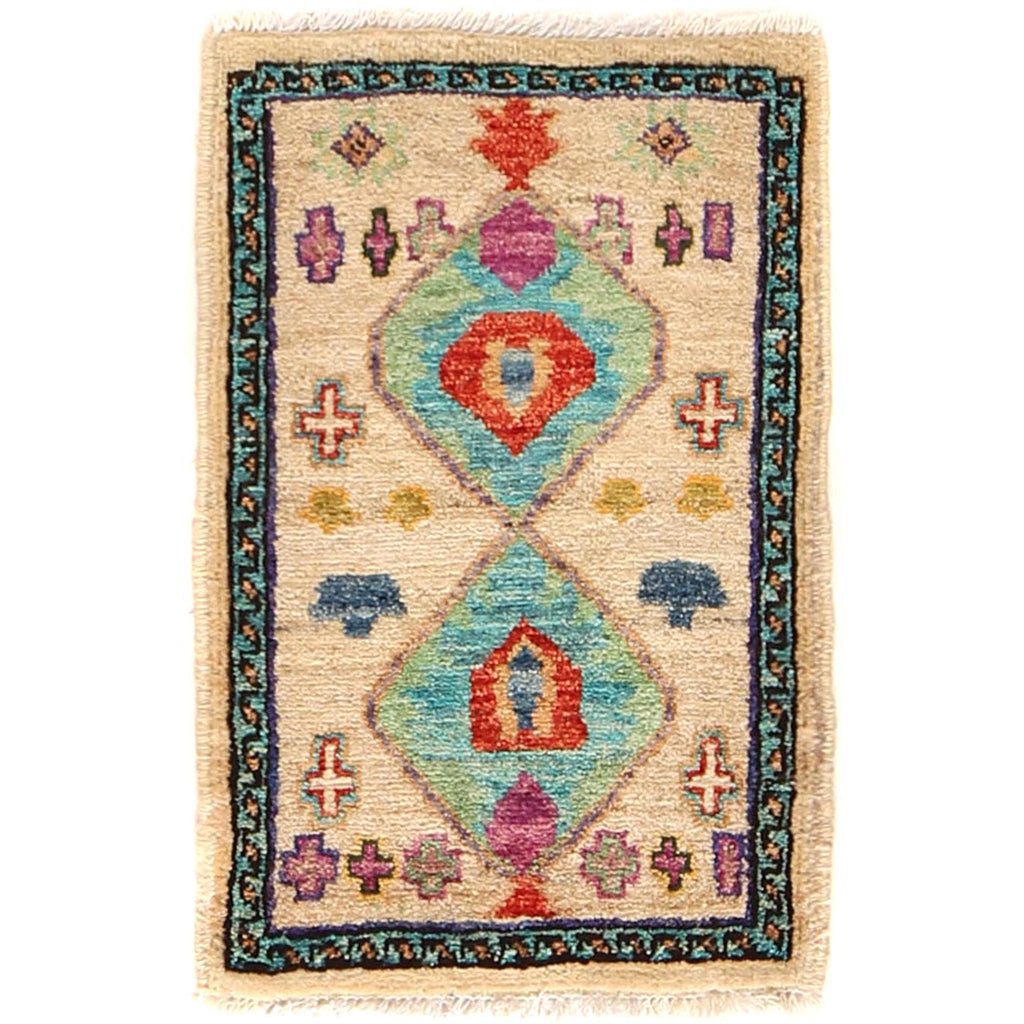 Mini Afghan Handmade Door Mat 2.1x1.4 ft