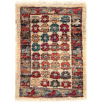 Soft Wool Afghan Floor Mini Rug 1.9x1.4 ft