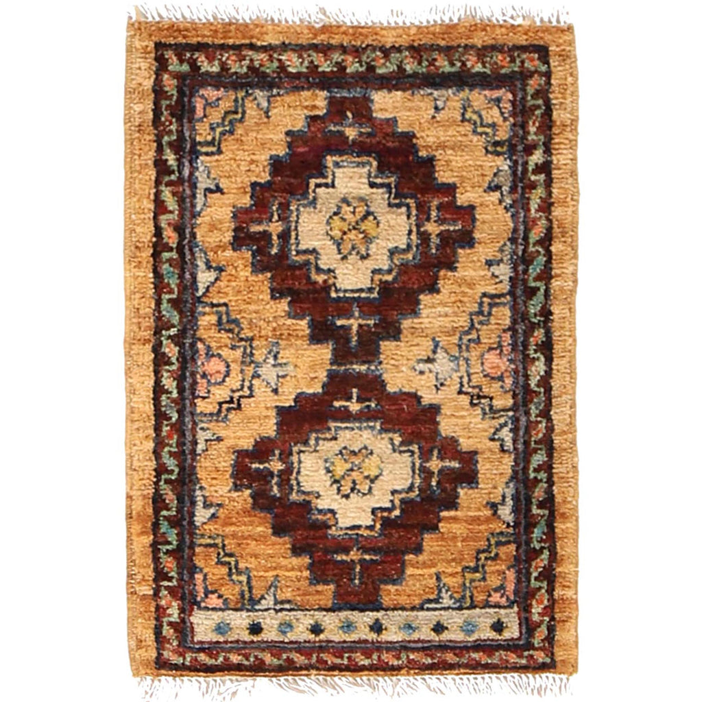 Wool Afghan Tribal Mini Mat 2x1.3 ft