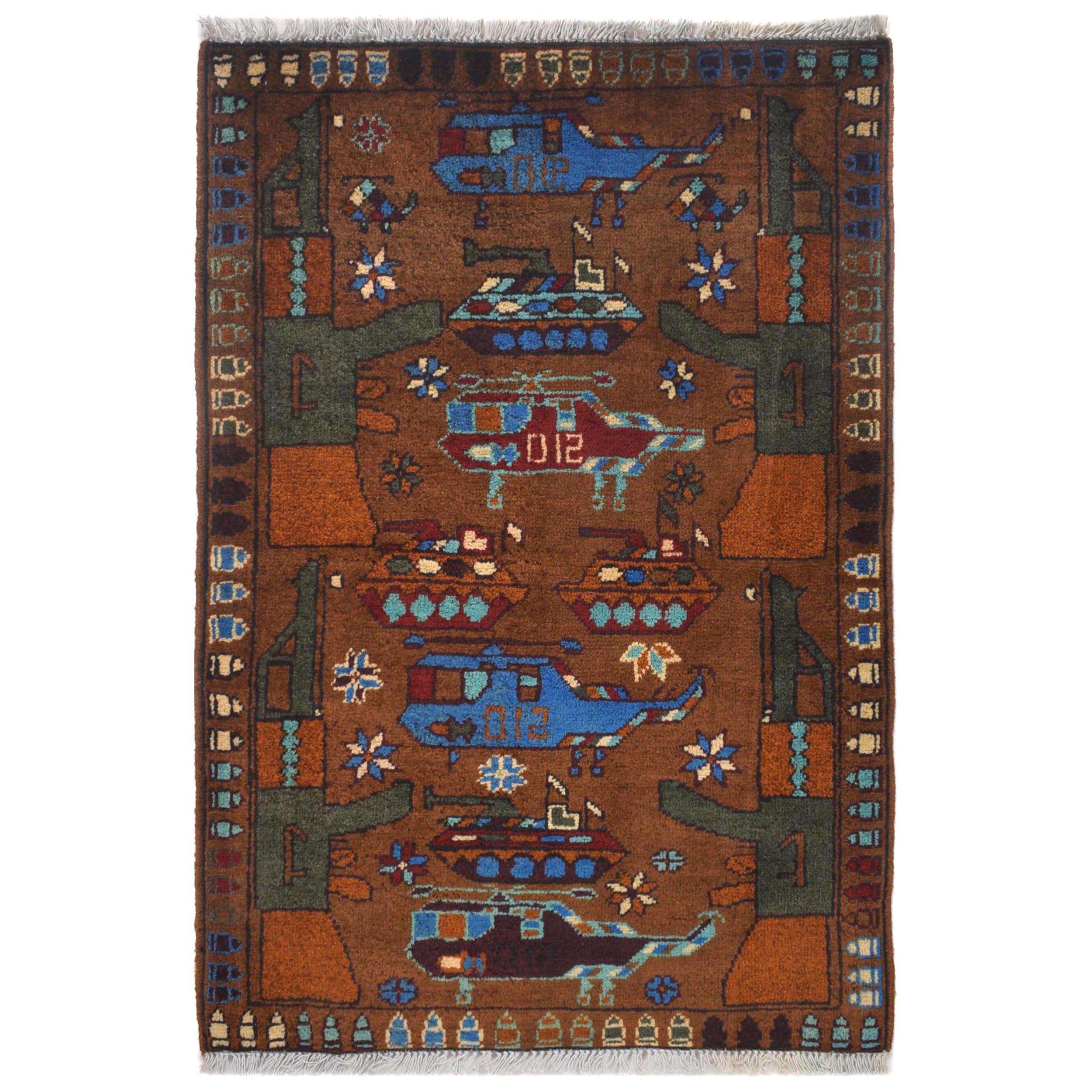 Unique Weapons Handcrafted War Rug 3.1x2.1 ft