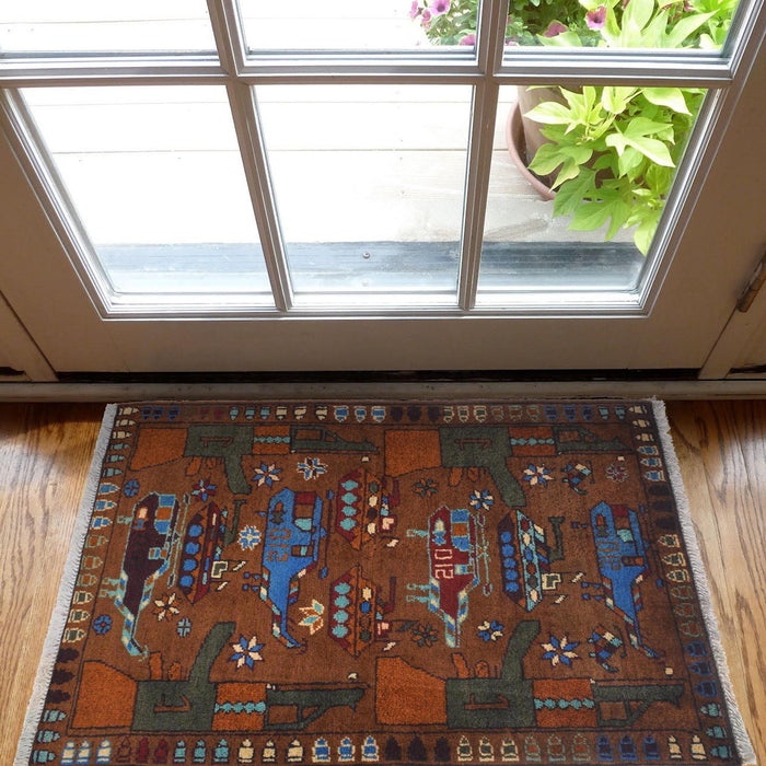 Unique Weapons Handcrafted War Rug 3.1x2.1 ft