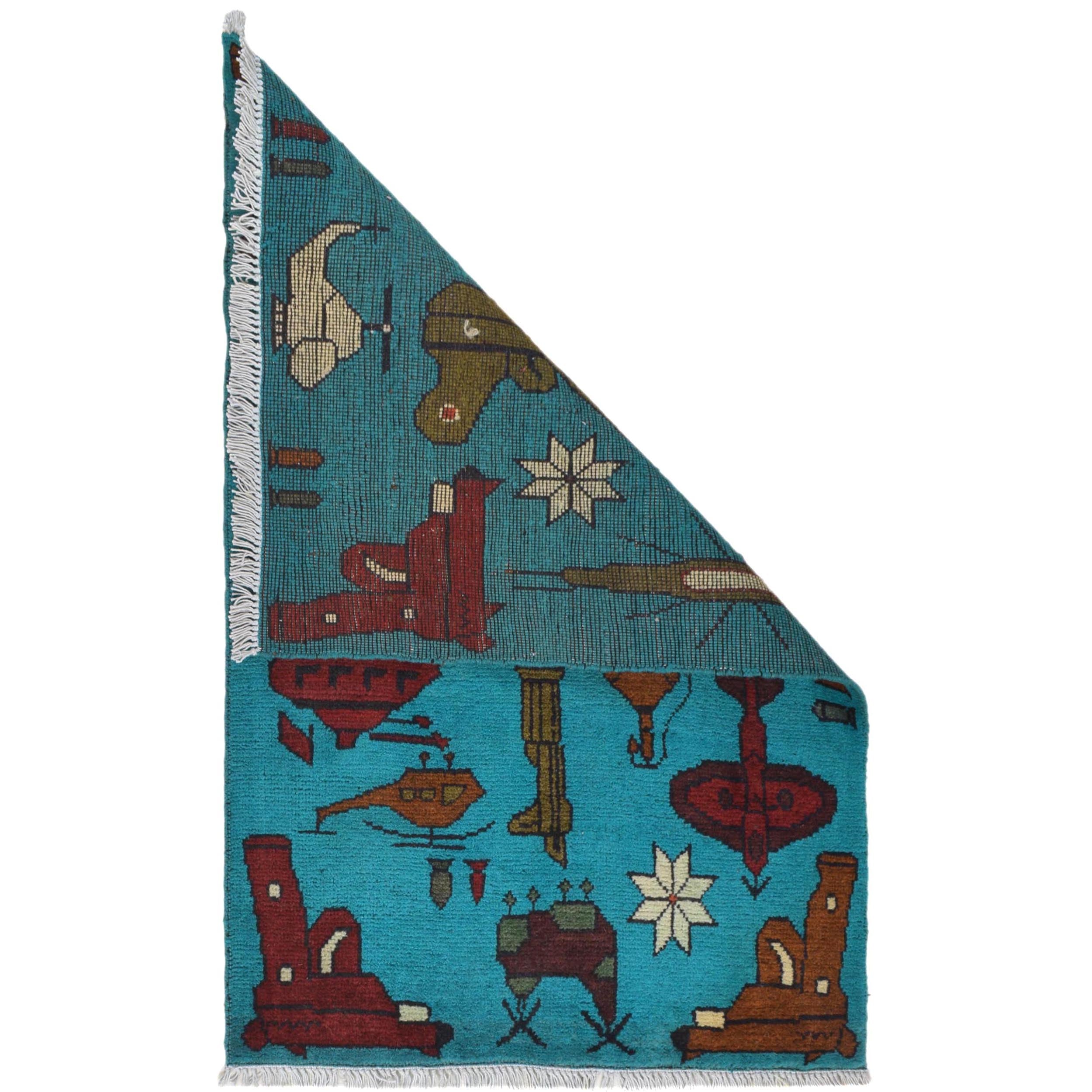 Tribal War AK-47 Decor Rug 3.1x2 ft