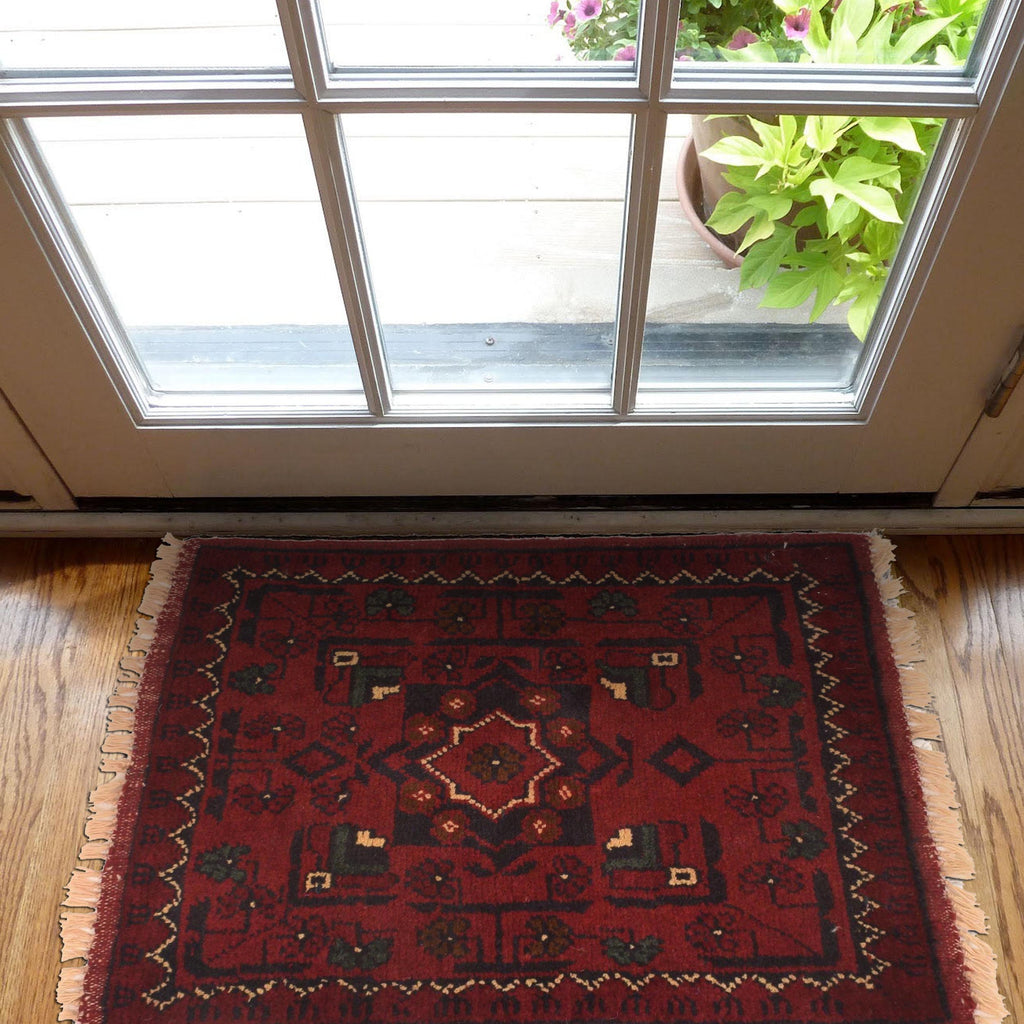 Artisan Crafted Wool Door Rug 1.8x1.3 ft