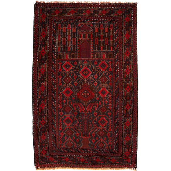 Afghan Nomadic Wool Prayer Mat 4.5x2.9 ft