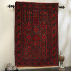 Afghan Nomadic Wool Prayer Mat 4.5x2.9 ft