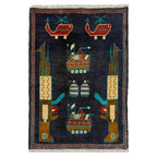 Handmade Afghan Battle AK47 Scene Rug 2.8x2 ft