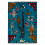 Traditional Afghan War AK47 Weapon Rug 2.9x2 ft