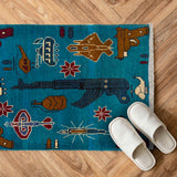 Traditional Afghan War AK47 Weapon Rug 2.9x2 ft
