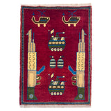 Authentic Afghan War Weapons Scene Wool Rug 2.9x2 ft