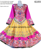 Traditional Saneens Afghan Nikah Yellow embroidery dress