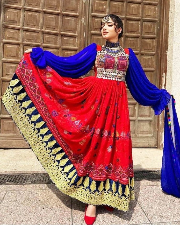 Pashtun Girls Red Dress Gift Idea For Afghan Clothes