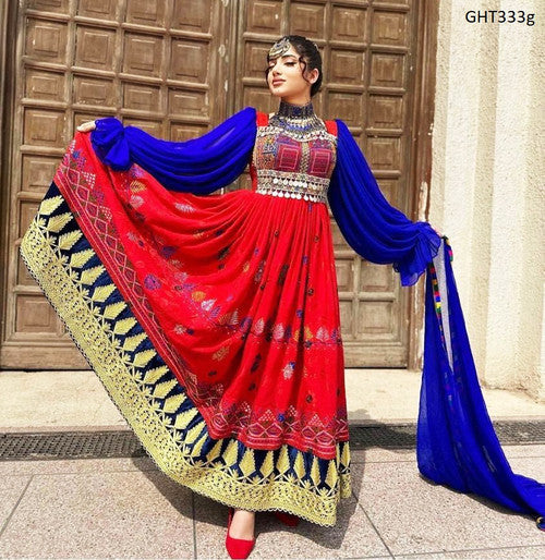 Pashtun Girls Red Dress Gift Idea For Afghan Clothes