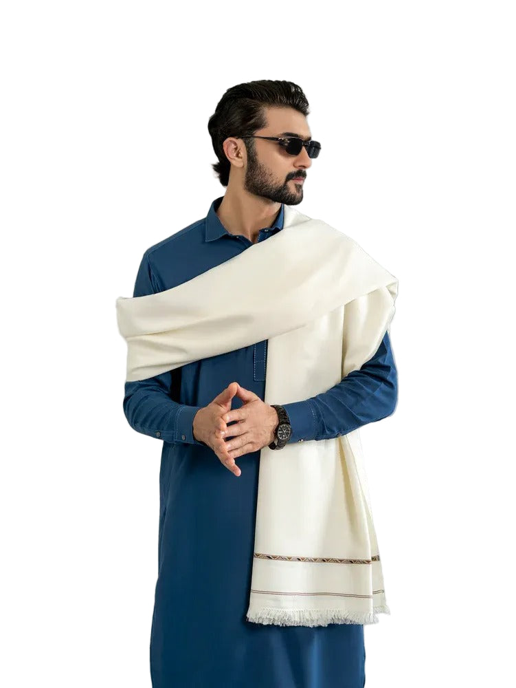 Pashtun White Classic Shawl